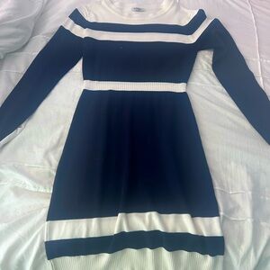 Size small blue and white colorblock sweater dress